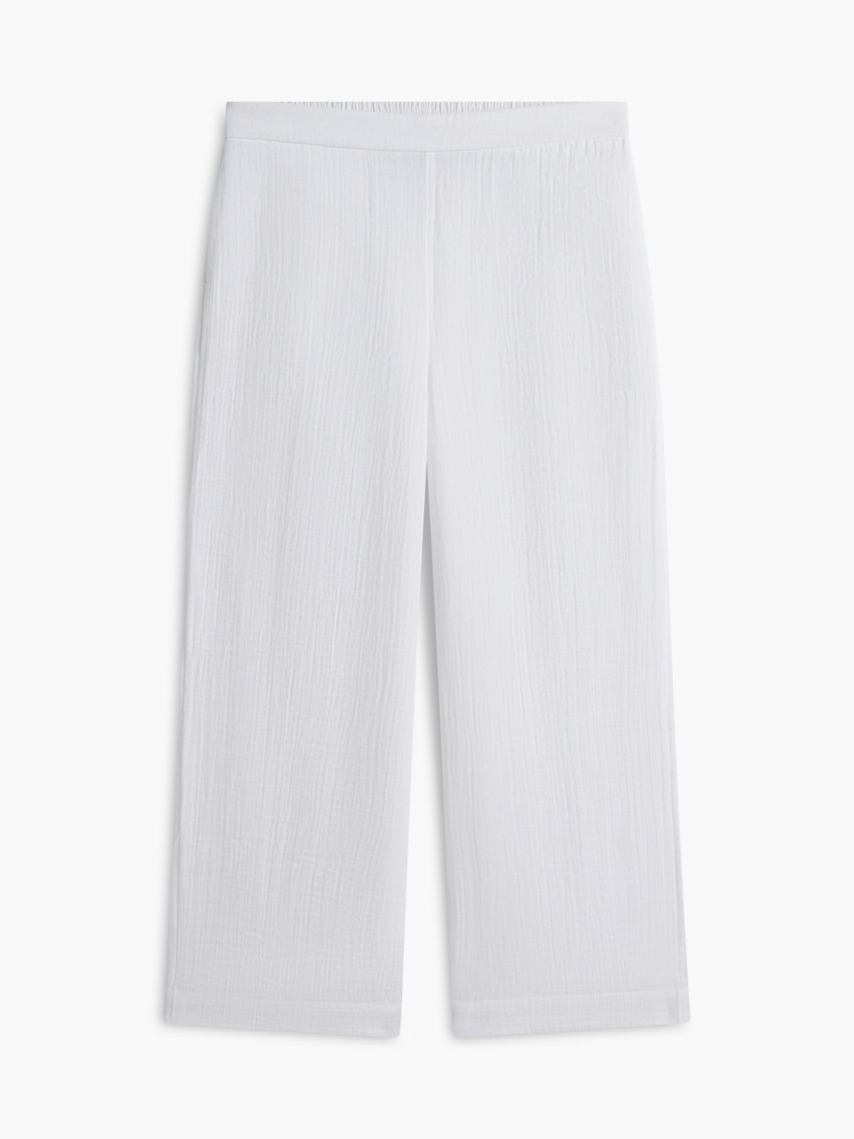 Cotton Gauze Cropped Wide Leg Pant — Optic White
