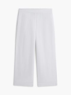 Cotton Gauze Cropped Wide Leg Pant — Optic White 5
