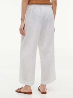 Cotton Gauze Cropped Wide Leg Pant — Optic White 4