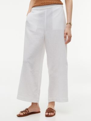 Cotton Gauze Cropped Wide Leg Pant, Optic White
