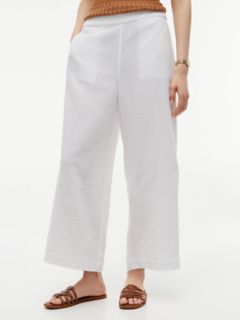 Cotton Gauze Cropped Wide Leg Pant — Optic White 1