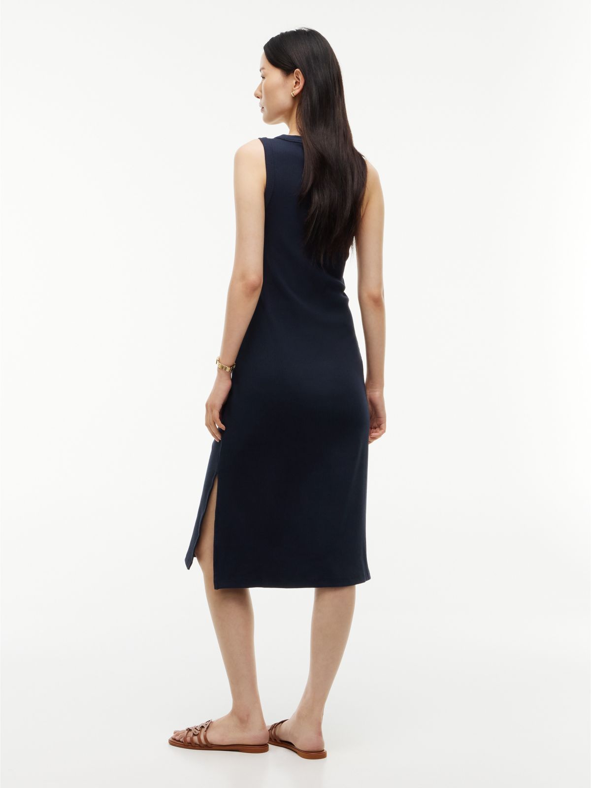 Rib-Knit Tank Dress — Navy Blue