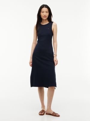 Rib-Knit Tank Dress, Navy Blue