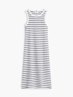 Striped Rib-Knit Tank Dress — Ecru 5