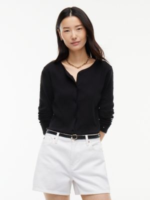 Pointelle Cardigan T-Shirt, Black