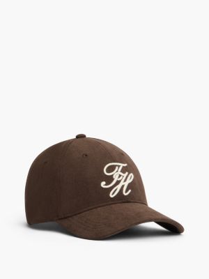 Женская кепка Tommy Hilfiger Script Monogram Corduroy, цвет: Тёмный кофейный — фото 1