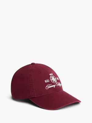 Embroidered Crest Baseball Cap, Burgundy