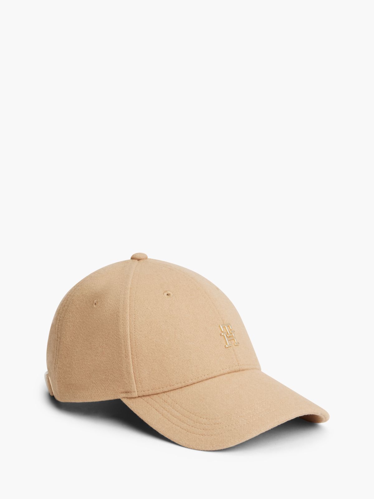 Monogram Melton Wool-Blend Baseball Cap — Camel