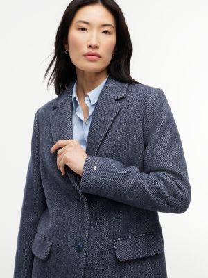 Женское пальто Tommy Hilfiger Heathered Wool-Blend, цвет: Тёмно-синий — фото 2