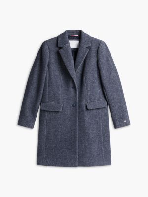 Женское пальто Tommy Hilfiger Heathered Wool-Blend, цвет: Тёмно-синий — фото 5