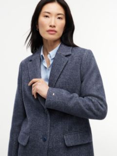 Heathered Wool-Blend Coat — Navy Blue 2