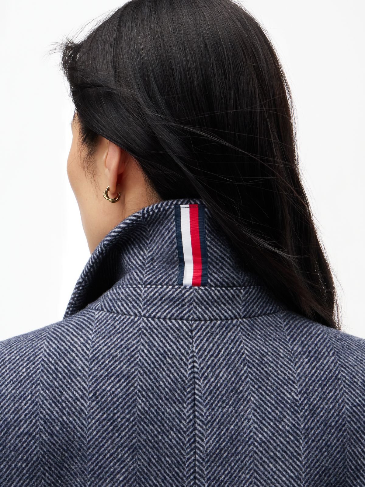 Heathered Wool-Blend Coat — Navy Blue