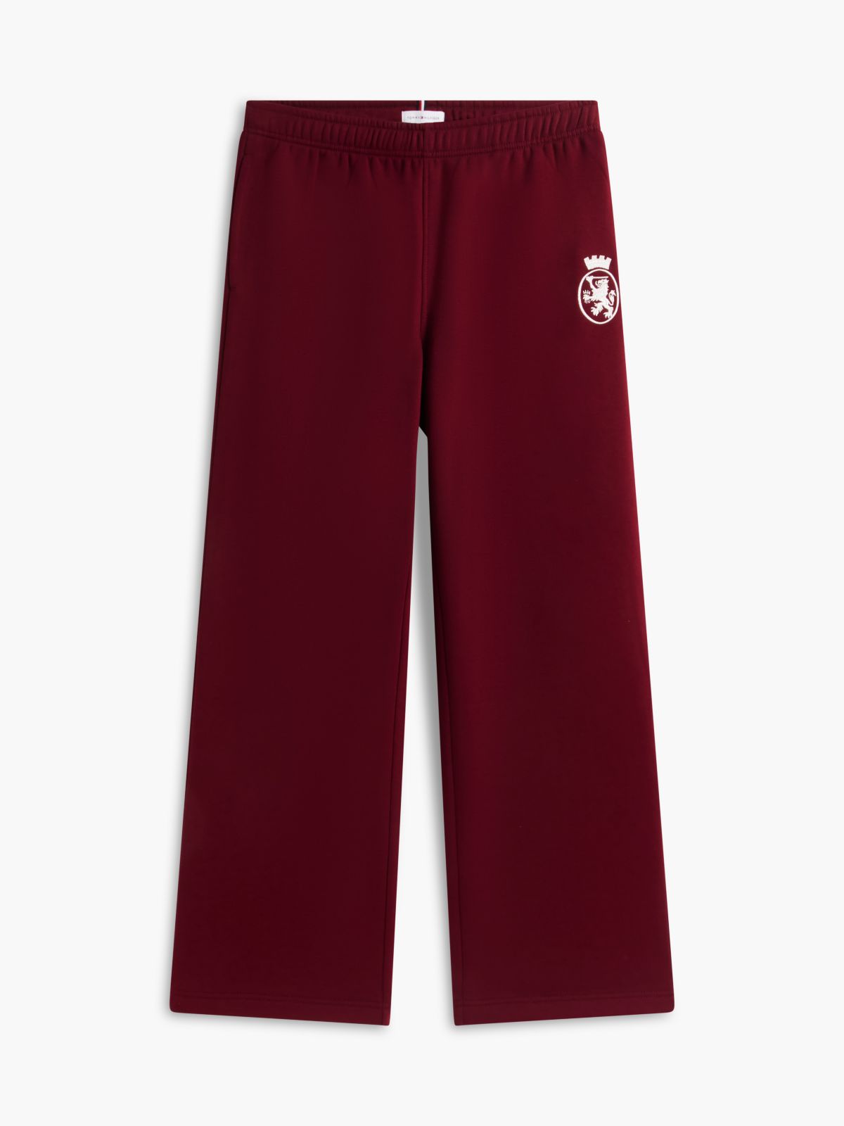 Varsity Crest Brushed-Back Sweatpant — Burgundy