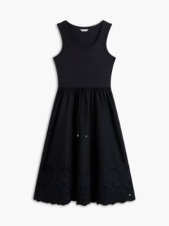 Embroidered Eyelet Mixed-Media Dress — Black 5
