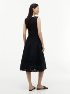 Embroidered Eyelet Mixed-Media Dress — Black 4