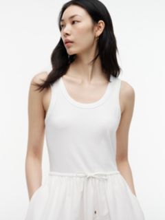 Embroidered Eyelet Mixed-Media Dress — Optic White 2