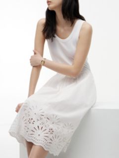 Embroidered Eyelet Mixed-Media Dress — Optic White 3