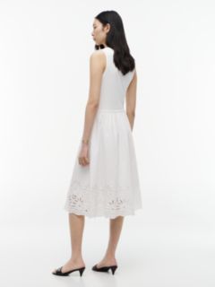 Embroidered Eyelet Mixed-Media Dress — Optic White 4