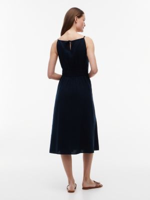 tommy hilfiger linen dress Tommy Hilfiger - Pure Linen Relaxed Mini Wrap Dress - Blue