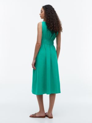 Tommy Hilfiger Shirred Linen-Blend Midi Dress — фото 4