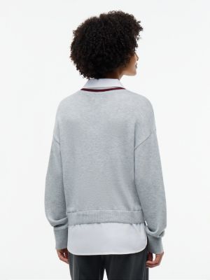 Женский свитер Tommy Hilfiger Layered-Look Crest Logo, цвет: Серый меланжевый — фото 4