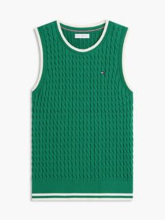 Tipped Cable Knit Sweater Vest — Nouveau Green 5