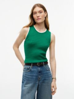 Tipped Cable Knit Sweater Vest — Nouveau Green 1