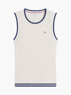 Tipped Cable Knit Sweater Vest — Rich Cream 5