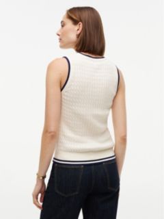 Tipped Cable Knit Sweater Vest — Rich Cream 4