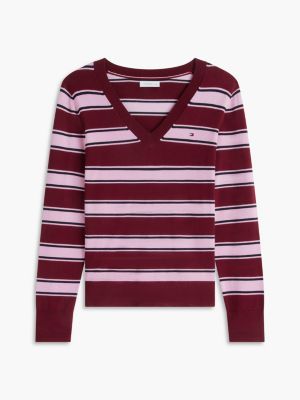 Женские свитеры Tommy Hilfiger Lightweight Striped V-Neck Sweater — фото 5