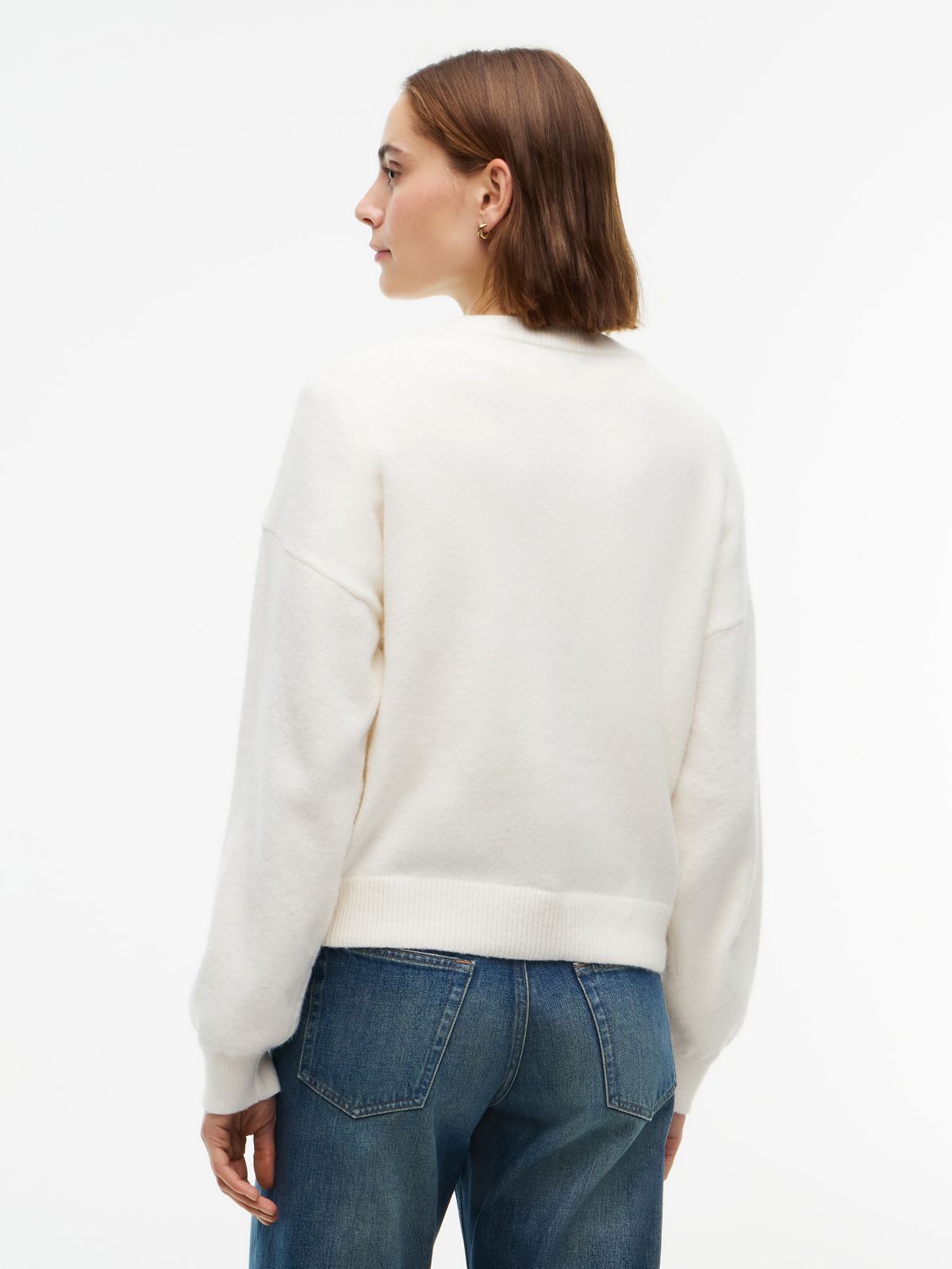 Intarsia Laurel Leaf Logo Sweater — Cream
