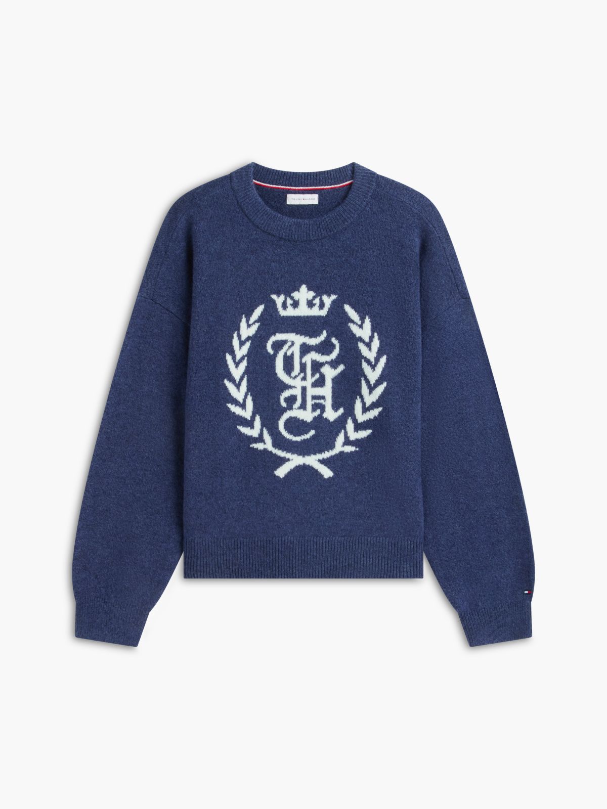 Intarsia Laurel Leaf Logo Sweater — Blue