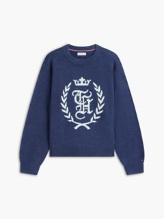 Intarsia Laurel Leaf Logo Sweater — Blue 5
