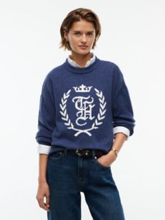 Intarsia Laurel Leaf Logo Sweater — Blue 1