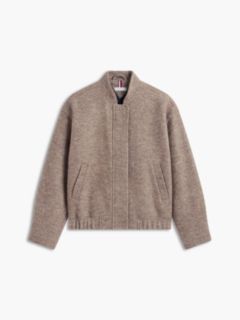 Heathered Wool-Blend Bomber Jacket — Taupe Melange 5
