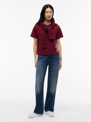 Женская футболка Tommy Hilfiger Relaxed Fit Script Monogram, цвет: Бордовый — фото 2