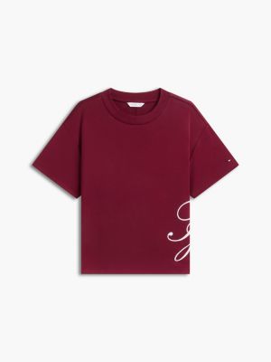 Женская футболка Tommy Hilfiger Relaxed Fit Script Monogram, цвет: Бордовый — фото 5