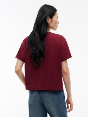 Женская футболка Tommy Hilfiger Relaxed Fit Script Monogram, цвет: Бордовый — фото 4