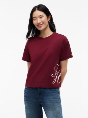 Relaxed Fit Script Monogram T-Shirt, Burgundy