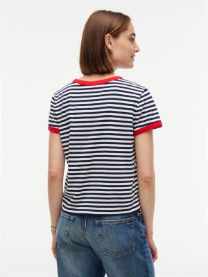 Женская футболка Tommy Hilfiger Script Monogram Striped Ringer, цвет: Карбоновый тёмно-синий — фото 4