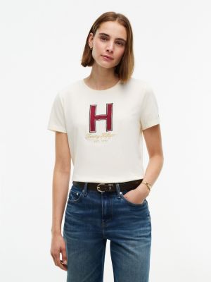 Plaid H-Logo T-Shirt, Rich Cream