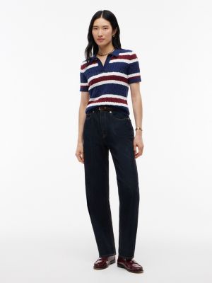 Женские рубашки Tommy Hilfiger Short-Sleeve Cable Knit Sweater Polo, цвет: Тёмно-синий — фото 2