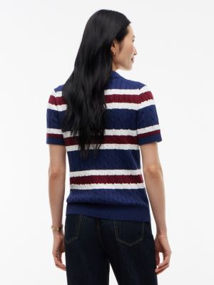 Женские рубашки Tommy Hilfiger Short-Sleeve Cable Knit Sweater Polo, цвет: Тёмно-синий — фото 4