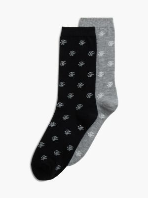 Script Monogram Trouser Sock 2-Pack, Charcoal Htr/Multi