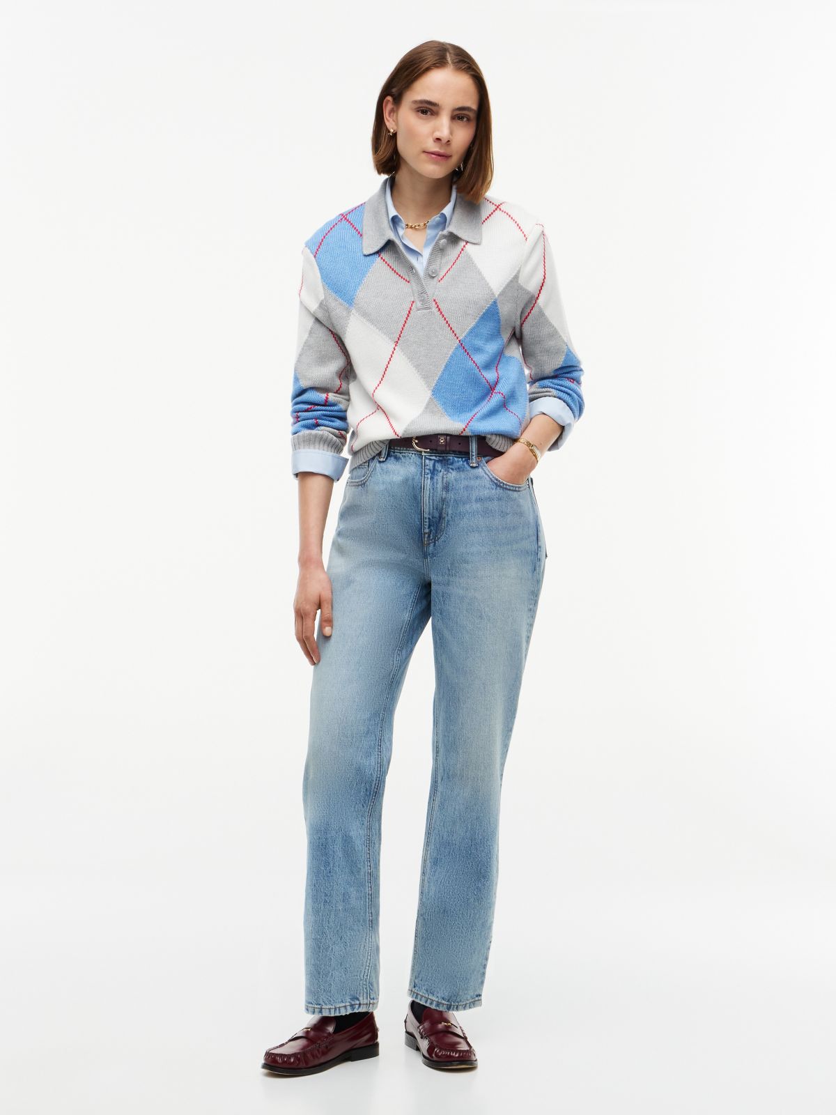 Argyle Sweater Polo — Grey Heather