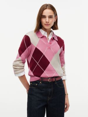 Argyle Sweater Polo, Mystic Pink