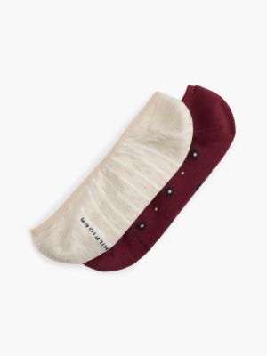 Stripe & Dot No-Show Sock 2-Pack, Burgundy/ Multi