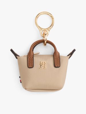 Monogram Coin Purse Bag Charm, Beige