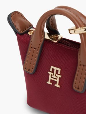 Женский брелок Tommy Hilfiger Monogram Coin Purse Bag Charm, цвет: Бордовый — фото 3