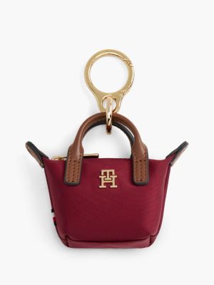 Monogram Coin Purse Bag Charm, Burgundy